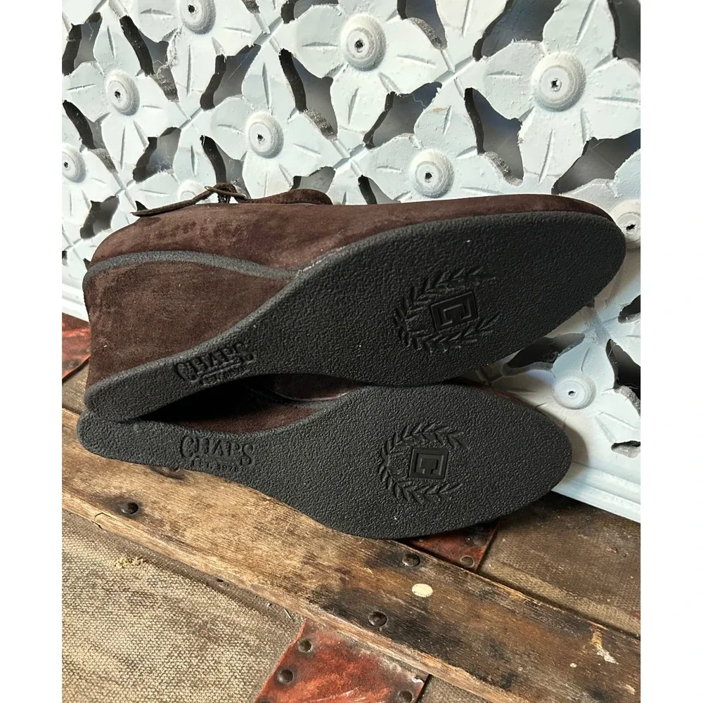 Chaps Adele Brown Suede Mary Jane Wedge Pumps Womens 7.5 B Chocolate Round Toe